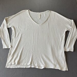 Aritzia Babaton The Group Oversized Boxy Waffle Knit Sweater Cream Size M Boho